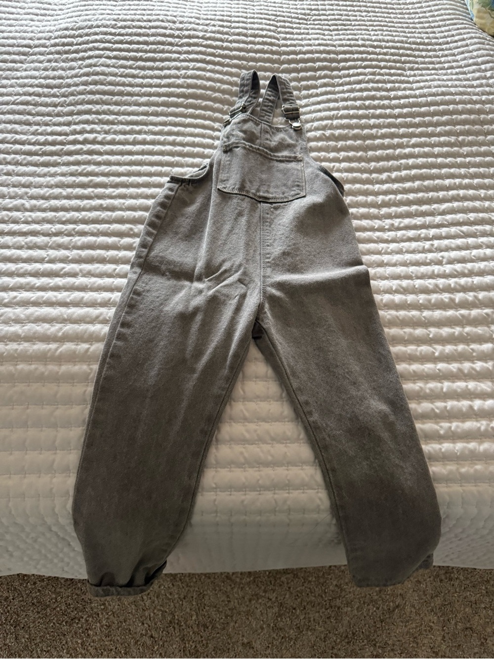Gray Kid Denim Overalls - Relaxed Fit